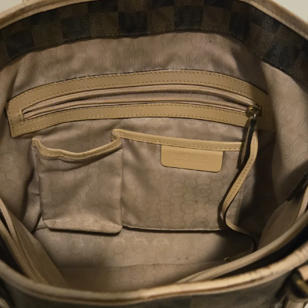 Michael Kors Checkered Tote - Black and Tan - Picture 9 of 16